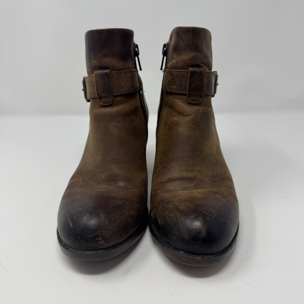 BOC Born‎ Casual Brown Leather Buckle Ankle Boots Women Size 6M - Picture 2 of 11